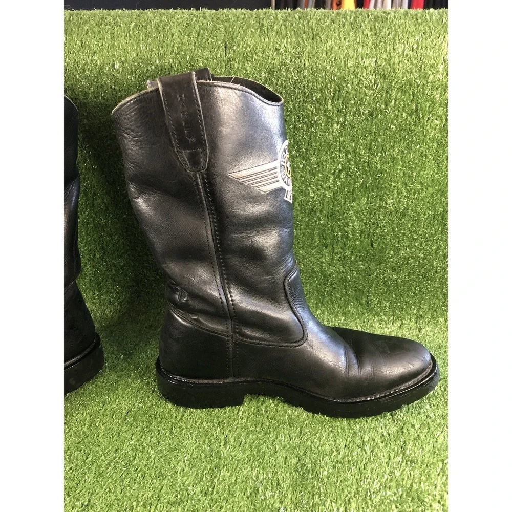Vintage Harley Davidson USA Black Leather Motorcycle Cowboy Boots Mens 9